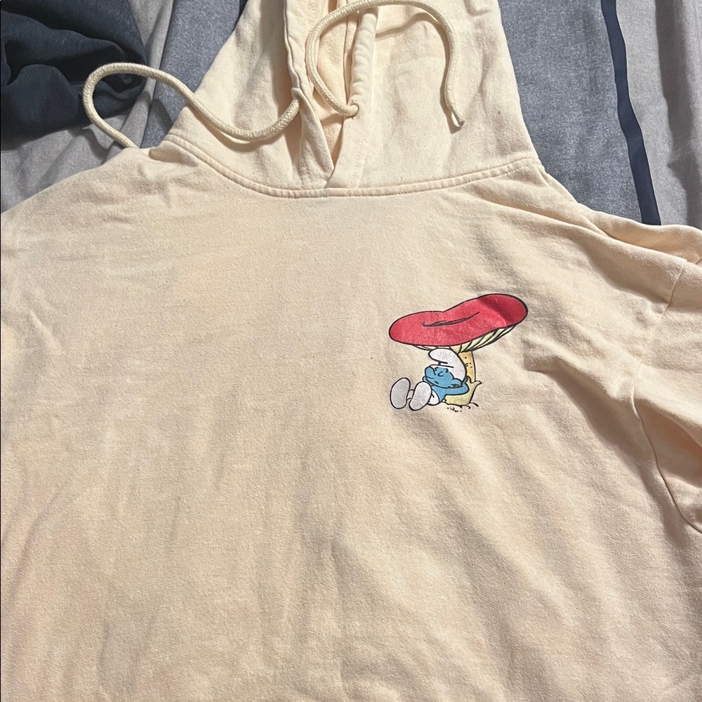 Cream Hoodie with Smurfs Logo